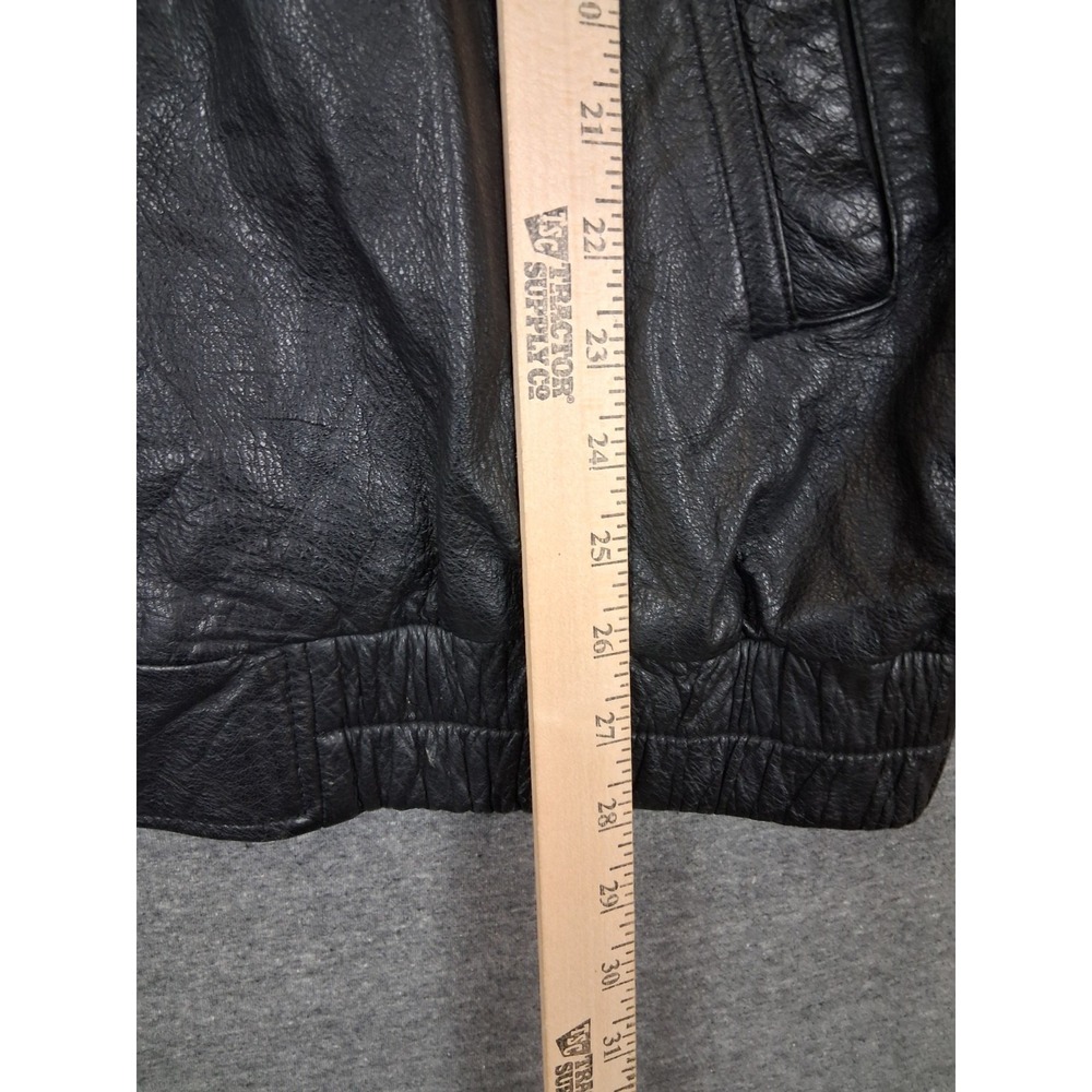 St Johns Bay Mens Jacket 2XL Black Leather Bomber Motorcycle Y2K VTG Classic - Picture 6 of 10